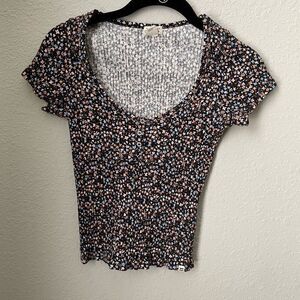 Billabong Black Floral Bayside Crop Size Medium